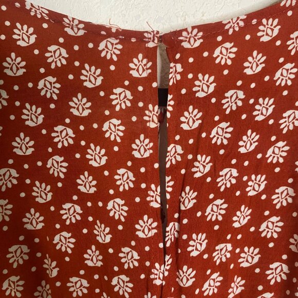 Luxology Pantsuit Jumper Womens Size L Orange‎ Floral Wide Leg Career Casual - Picture 7 of 13